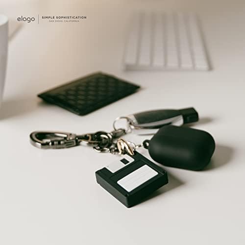 אלגו רטרו תקליטון מקרה תואם עם אפל איירטאג-זרוק הגנה מחזיק מפתחות, קרבינר מפתח טבעת מעקב מכשיר לא כלול [שחור]